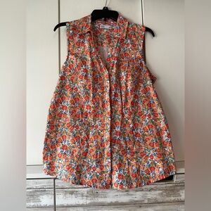 croft & barrow Floral Sleeveless Blouse - White, Orange, Red, Blue